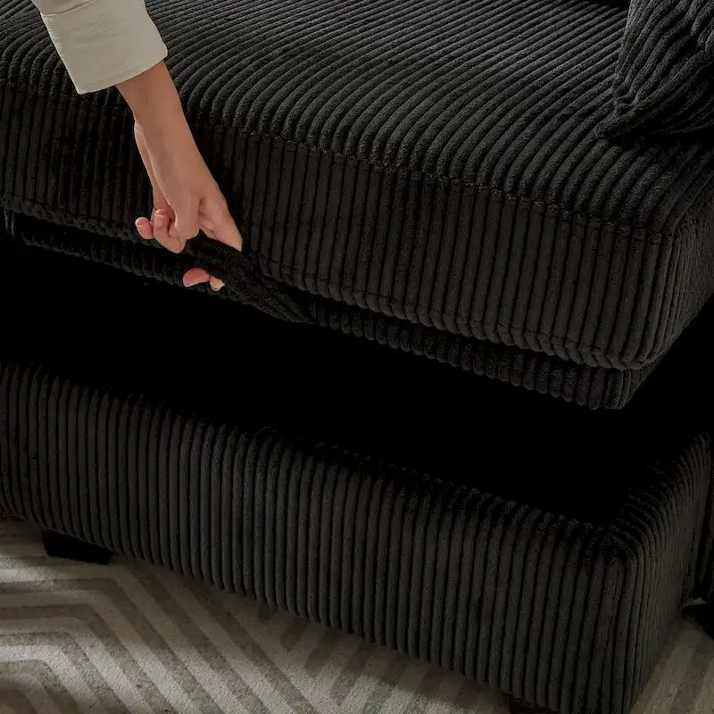 6-teiliges wandelbares modulares Cord-Sofa mit Stauräumen, 2 abnehmbaren Ottomanen, freie Kombination