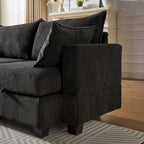 6-teiliges wandelbares modulares Cord-Sofa mit Stauräumen, 2 abnehmbaren Ottomanen, freie Kombination