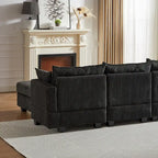 6-teiliges wandelbares modulares Cord-Sofa mit Stauräumen, 2 abnehmbaren Ottomanen, freie Kombination