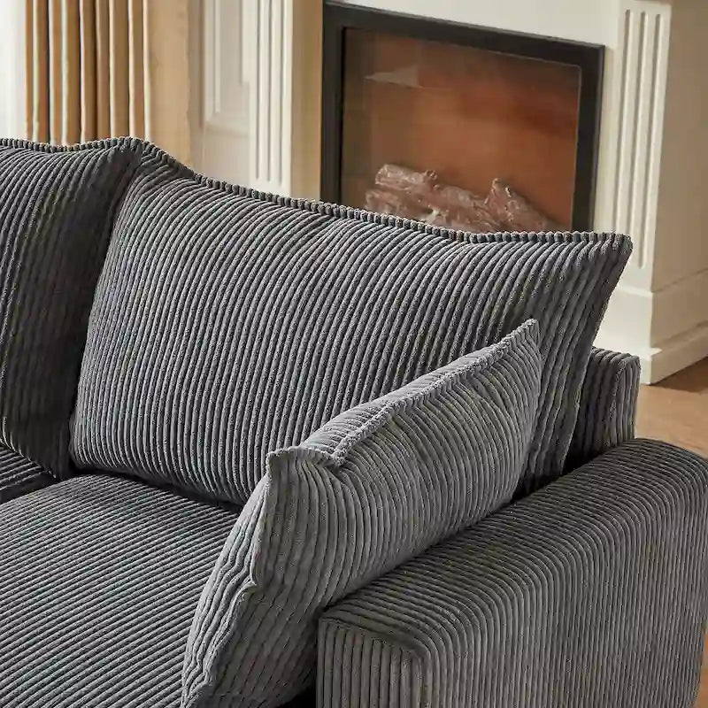 6-teiliges wandelbares modulares Cord-Sofa mit Stauräumen, 2 abnehmbaren Ottomanen, freie Kombination