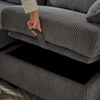 6-teiliges wandelbares modulares Cord-Sofa mit Stauräumen, 2 abnehmbaren Ottomanen, freie Kombination