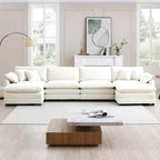 6-teiliges U-förmiges Cord-Modulsofa mit 2 Ottomanen
