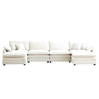 6-teiliges U-förmiges Cord-Modulsofa mit 2 Ottomanen