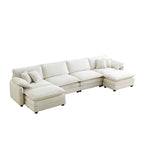 6-teiliges U-förmiges Cord-Modulsofa mit 2 Ottomanen