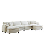 6-teiliges U-förmiges Cord-Modulsofa mit 2 Ottomanen