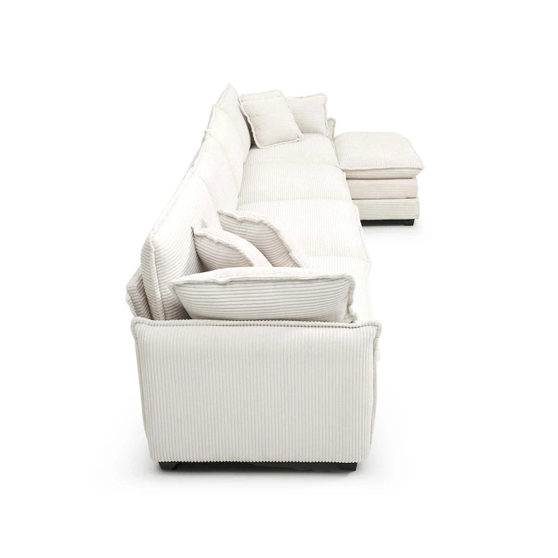 6-teiliges U-förmiges Cord-Modulsofa mit 2 Ottomanen