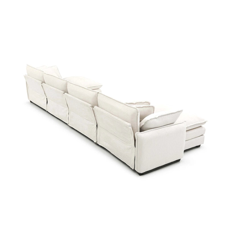6-teiliges U-förmiges Cord-Modulsofa mit 2 Ottomanen