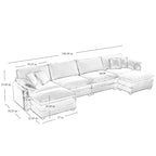 6-teiliges U-förmiges Cord-Modulsofa mit 2 Ottomanen