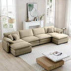 6-teiliges U-förmiges Cord-Modulsofa mit 2 Ottomanen