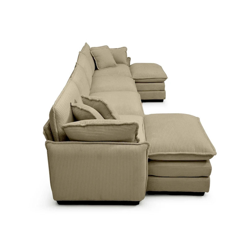 6-teiliges U-förmiges Cord-Modulsofa mit 2 Ottomanen