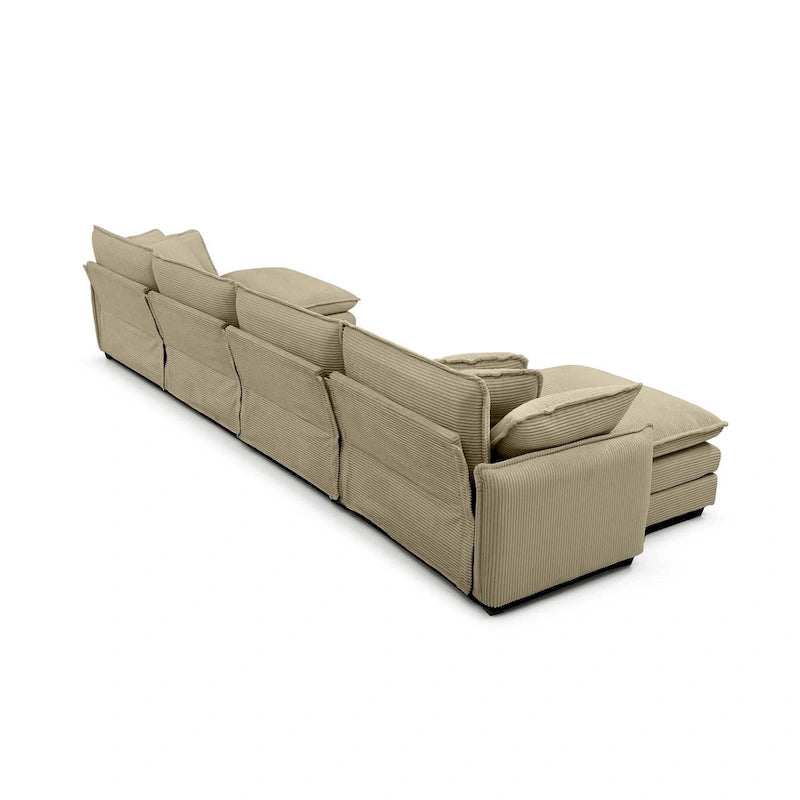 6-teiliges U-förmiges Cord-Modulsofa mit 2 Ottomanen