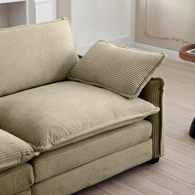 6-teiliges U-förmiges Cord-Modulsofa mit 2 Ottomanen