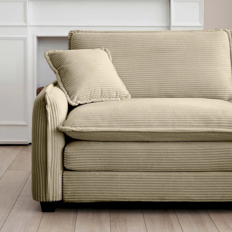 6-teiliges U-förmiges Cord-Modulsofa mit 2 Ottomanen
