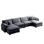6-teiliges U-förmiges Cord-Modulsofa mit 2 Ottomanen