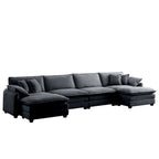 6-teiliges U-förmiges Cord-Modulsofa mit 2 Ottomanen