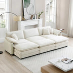 6-teiliges modulares Schlafsofa aus Kordsamt mit 3 abnehmbaren Ottomanen und 5 Kissen, freie Kombination