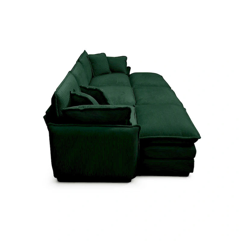 6-teiliges modulares Schlafsofa aus Kordsamt mit 3 abnehmbaren Ottomanen und 5 Kissen, freie Kombination