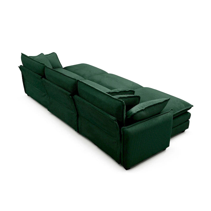 6-teiliges modulares Schlafsofa aus Kordsamt mit 3 abnehmbaren Ottomanen und 5 Kissen, freie Kombination