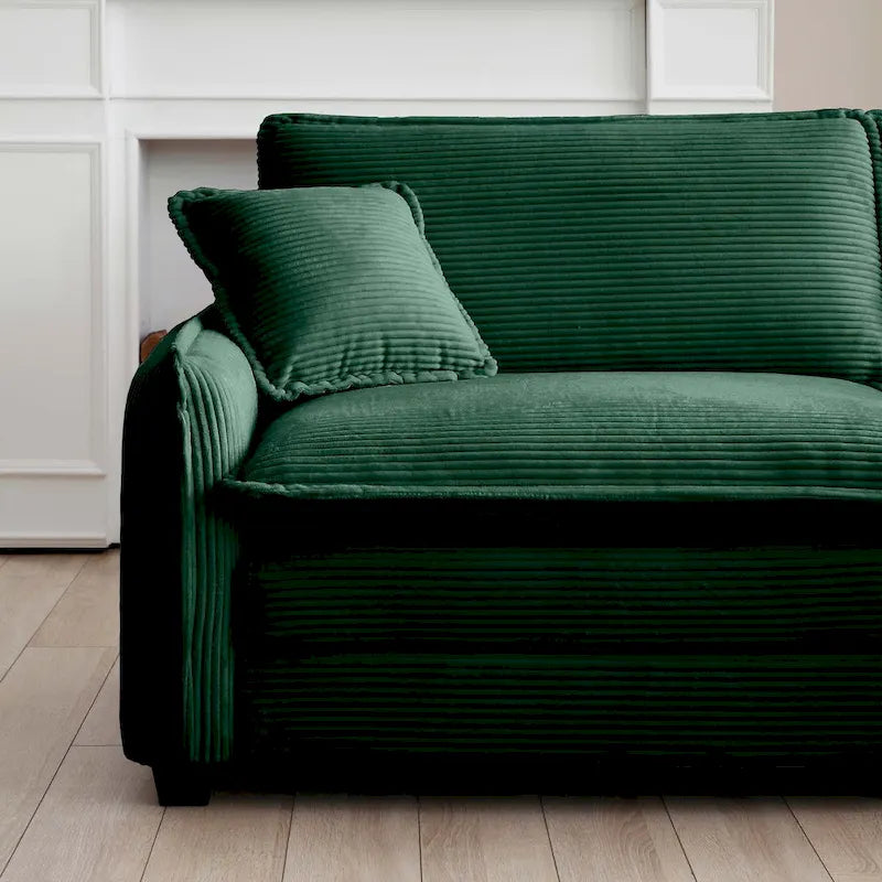 6-teiliges modulares Schlafsofa aus Kordsamt mit 3 abnehmbaren Ottomanen und 5 Kissen, freie Kombination