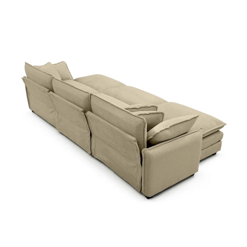 6-teiliges modulares Schlafsofa aus Kordsamt mit 3 abnehmbaren Ottomanen und 5 Kissen, freie Kombination