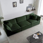 6-Sitzer U-förmiges Ecksofa mit 3 Hockern und Kissen
