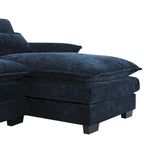 Blaues Chenille 6-Sitzer modulares U-förmiges Schlafsofa mit Chaiselongue