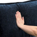 Blaues Chenille 6-Sitzer modulares U-förmiges Schlafsofa mit Chaiselongue