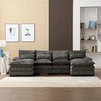 Graues modernes großes modulares U-förmiges Ecksofa mit abnehmbaren Kissen und Zierkissen