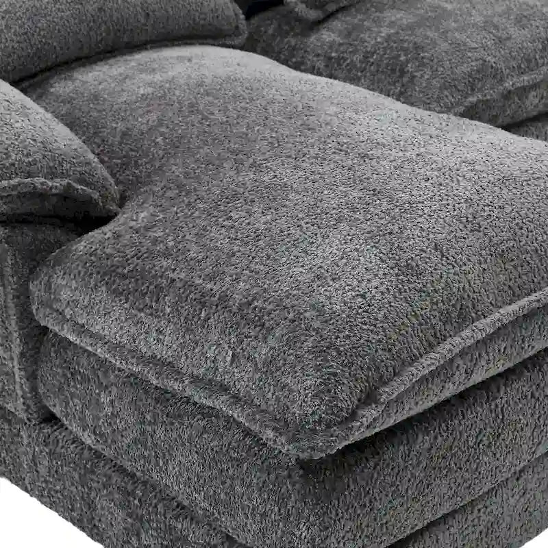 Graues modernes großes modulares U-förmiges Ecksofa mit abnehmbaren Kissen und Zierkissen