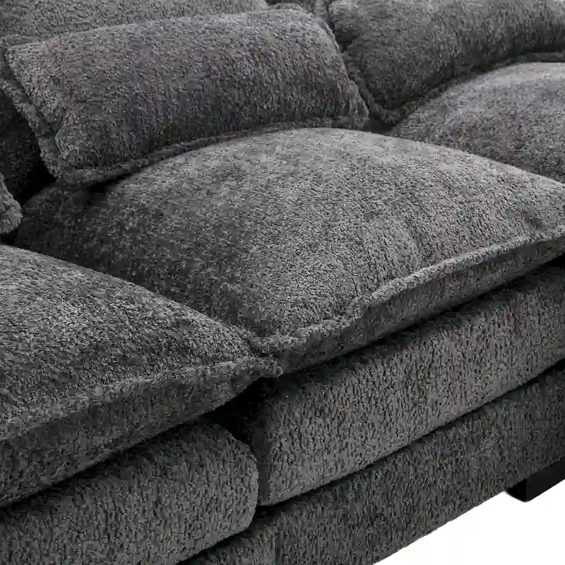 Graues modernes großes modulares U-förmiges Ecksofa mit abnehmbaren Kissen und Zierkissen