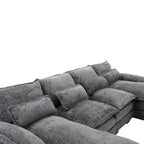 Graues modernes großes modulares U-förmiges Ecksofa mit abnehmbaren Kissen und Zierkissen