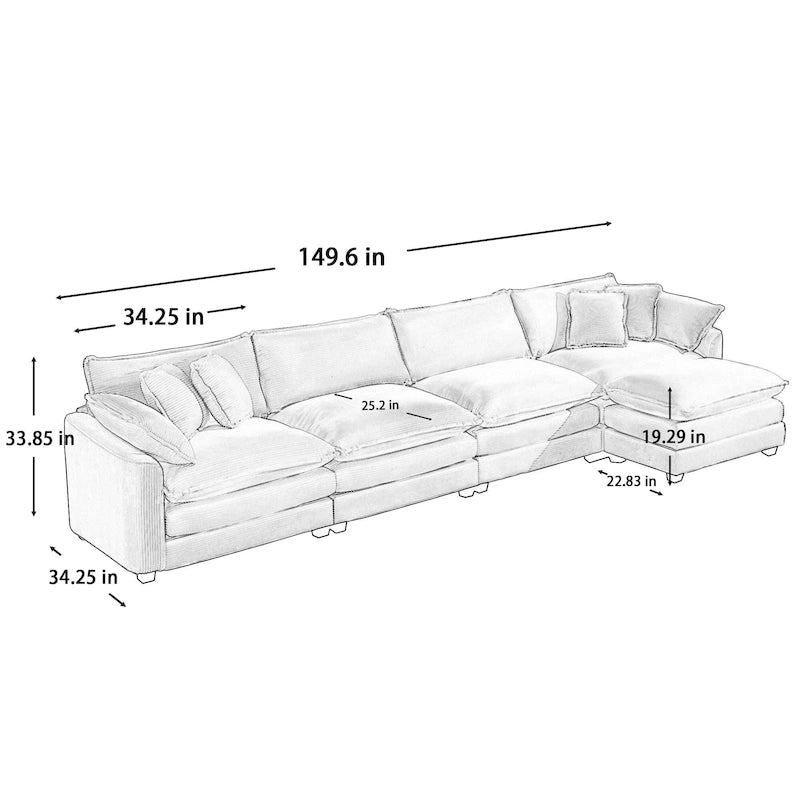 Modulares Cord-Sofa "Cloud" mit Polsterung, freie Kombination