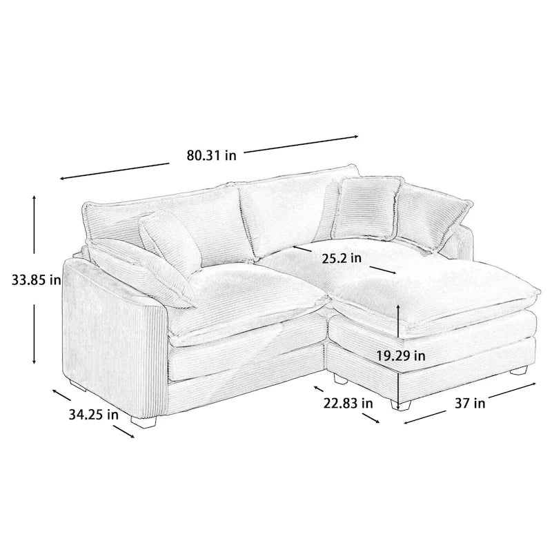 Modulares Cord-Sofa "Cloud" mit Polsterung, freie Kombination