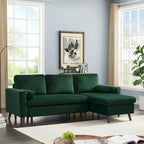 Grünes 88 Velvet Corner Schlafsofa mit Ausziehbett