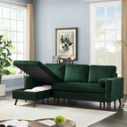 Grünes 88 Velvet Corner Schlafsofa mit Ausziehbett