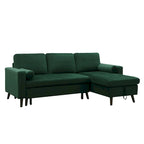 Grünes 88 Velvet Corner Schlafsofa mit Ausziehbett