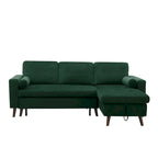 Grünes 88 Velvet Corner Schlafsofa mit Ausziehbett