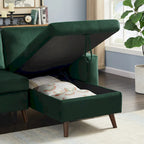 Grünes 88 Velvet Corner Schlafsofa mit Ausziehbett
