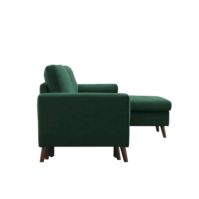 Grünes 88 Velvet Corner Schlafsofa mit Ausziehbett