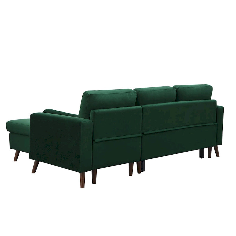 Grünes 88 Velvet Corner Schlafsofa mit Ausziehbett