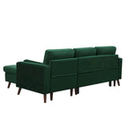 Grünes 88 Velvet Corner Schlafsofa mit Ausziehbett