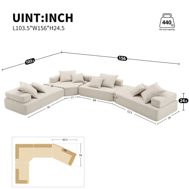 DIY-anpassbares modulares Bouclé-Sofa