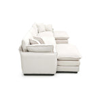 Beiges 5-teiliges Cord-Modulsofa in U-Form mit 2 Ottomanen