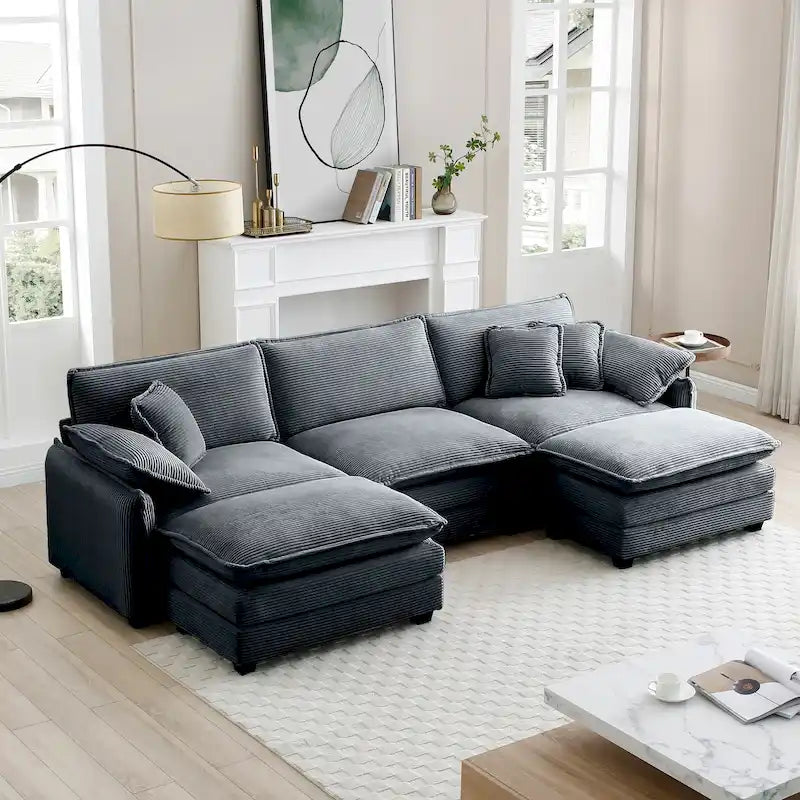 DIY anpassbares Cord-Polster Ecksofa ohne Armlehnen