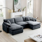 DIY anpassbares Cord-Polster Ecksofa ohne Armlehnen
