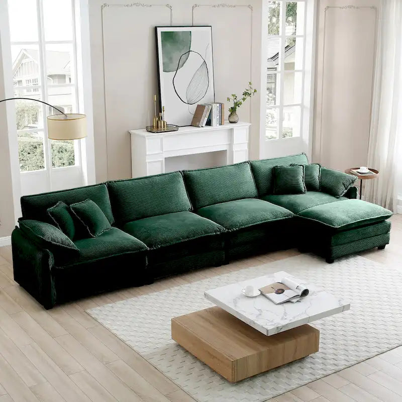 DIY anpassbares Cord-Polster Ecksofa ohne Armlehnen