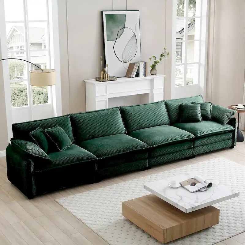 DIY anpassbares Cord-Polster Ecksofa ohne Armlehnen