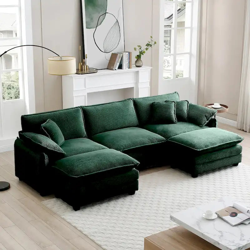 DIY anpassbares Cord-Polster Ecksofa ohne Armlehnen