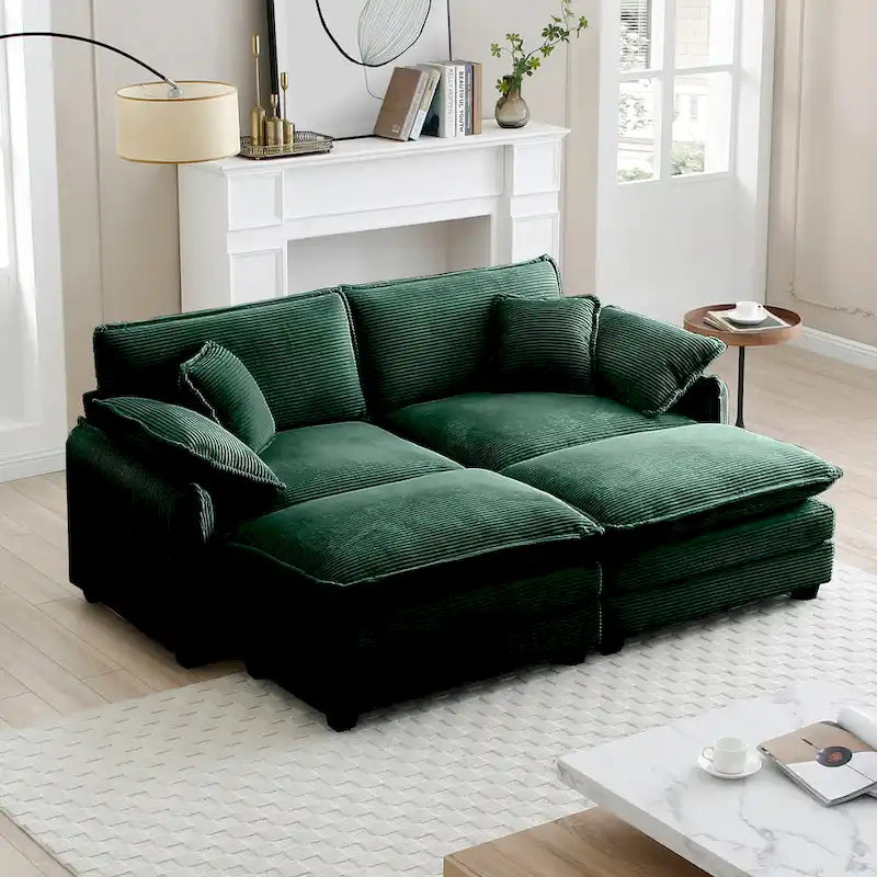 DIY anpassbares Cord-Polster Ecksofa ohne Armlehnen
