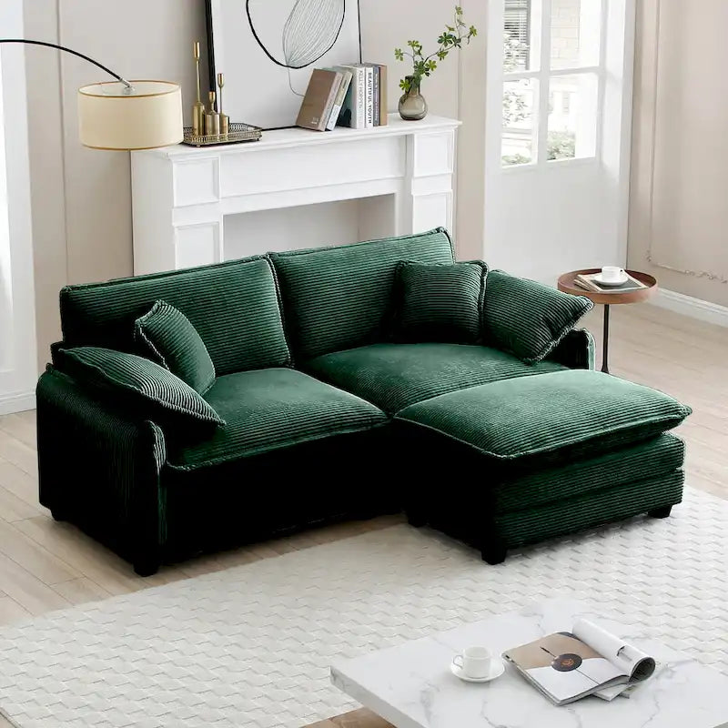 DIY anpassbares Cord-Polster Ecksofa ohne Armlehnen